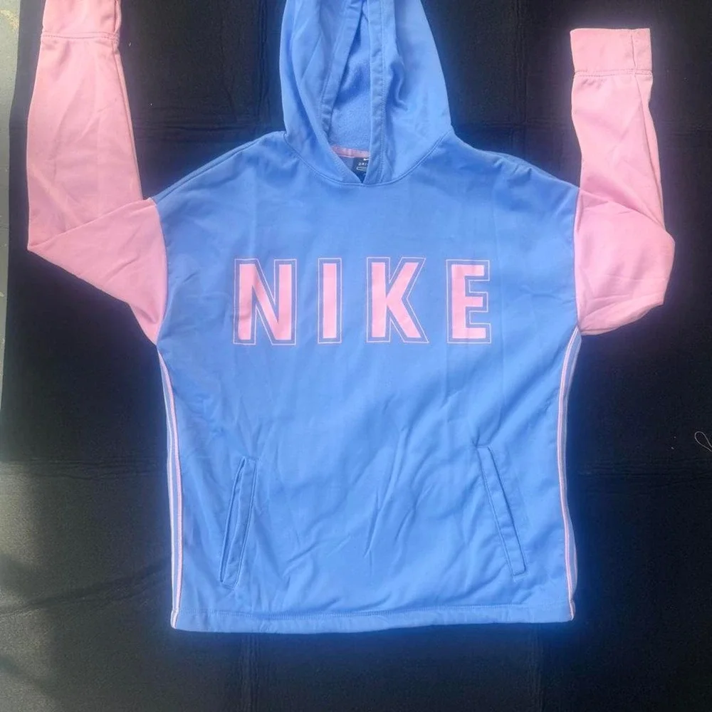 Girls Nike blue and pink color block hoodi